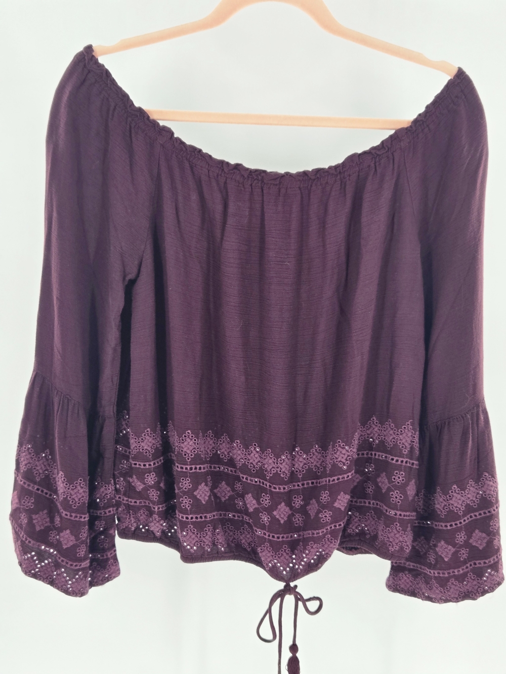 Altar'd State M Off-Shoulder Bell-Sleeve Boho Prairie Cottage Pioneer 100% Rayon - Picture 4 of 15